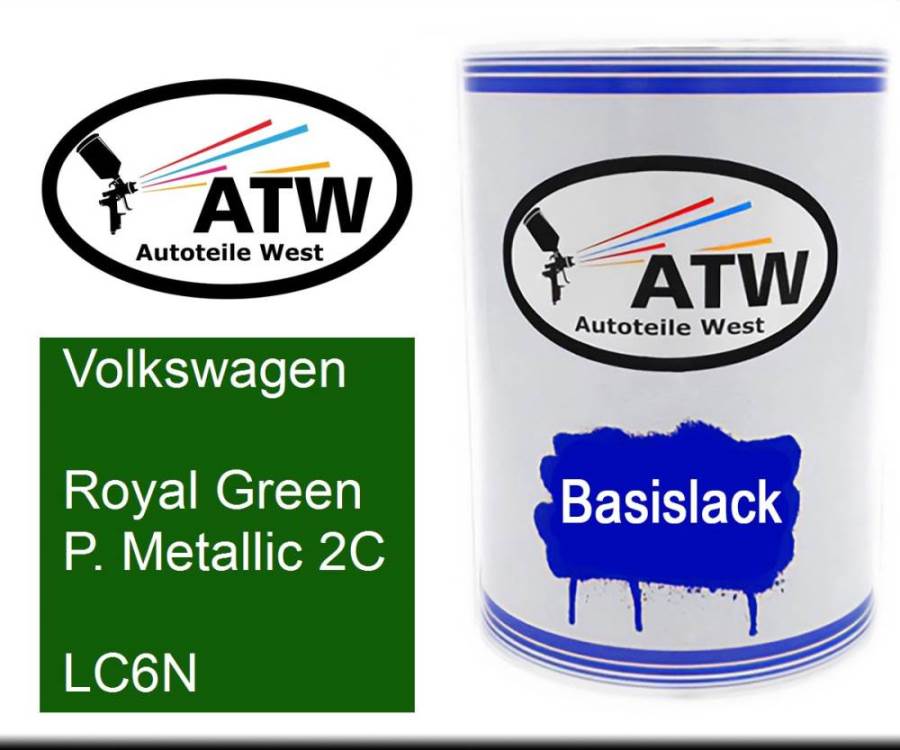 Volkswagen, Royal Green P. Metallic 2C, LC6N: 500ml Lackdose, von ATW Autoteile West.